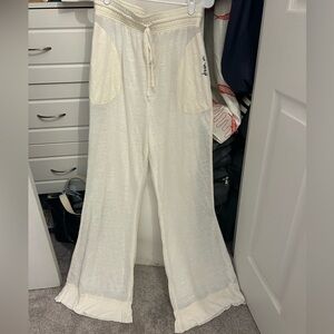 Free People Cream Wide-Leg Pants